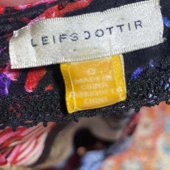 Anthropologie Leifsdottir Silk Mini Dress Abstract Print Dolman Sleeve V Neck 0 - Picture 7 of 9